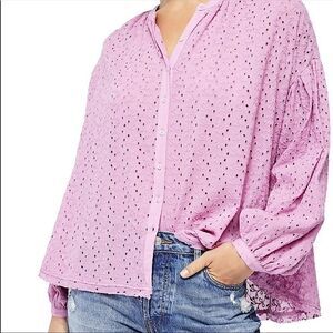 Free People Maddison Eyelet Orchid Blouse